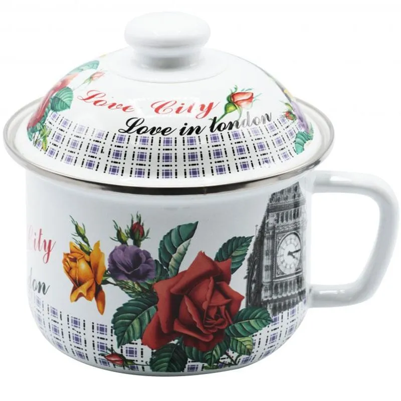 Leiteira Esmaltada com Tampa 1,6 Litros Paris A5 Importadora Branco