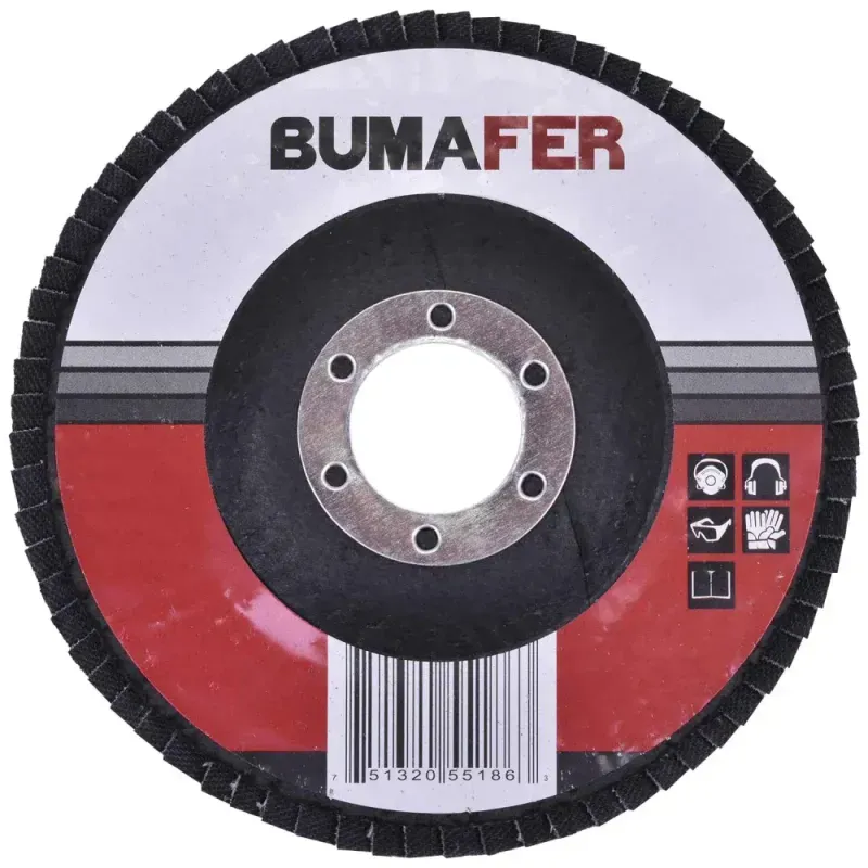 Lixa Disco Flap 115 × 22 mm G40 Bumafer Lixa Disco Flap 115 × 22 mm G80 Bumafer