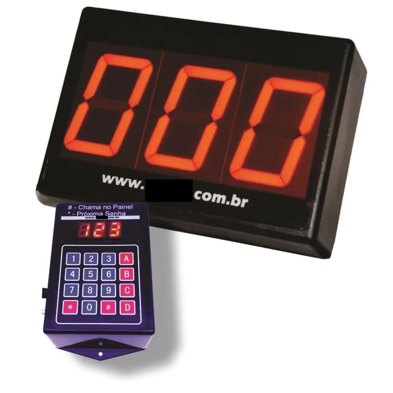 Painel De Senha 3 Digitos Com Teclado Lanchonete Restaurante