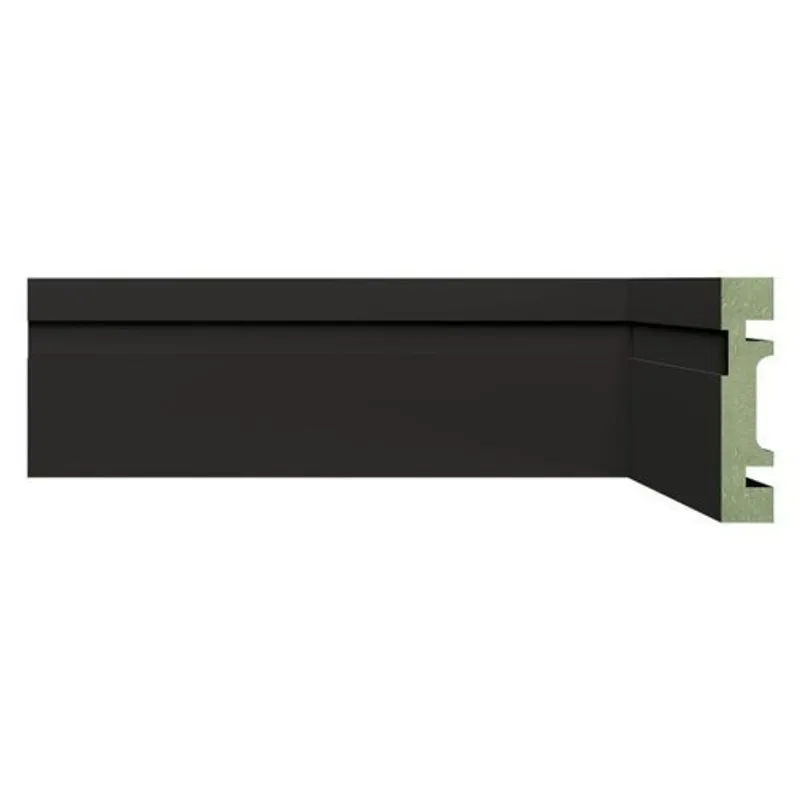 Rodapé de MDF 7cm x 15mm x 2,40m com Friso Resistente a Umidade Moldufama 702 Preto