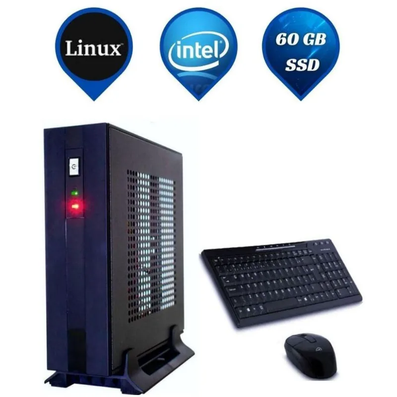 Computador Slim Intel Dual Core, 4gb , 60 Ssd E Linux + Kit Everex