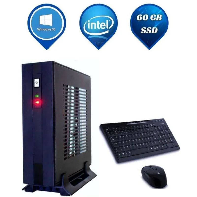Computador Slim Intel Dual Core, 4gb , 60 Ssd E Windows 10 + Kit Everex