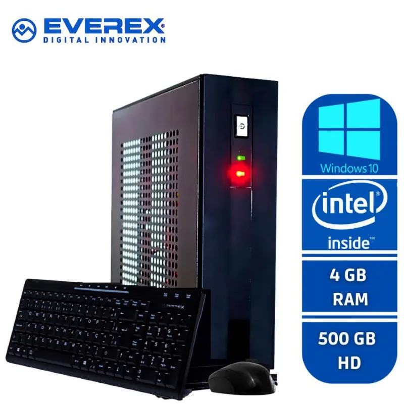 Computador Slim Intel Dual Core 4GB|500GB HD Windows 10+Kit