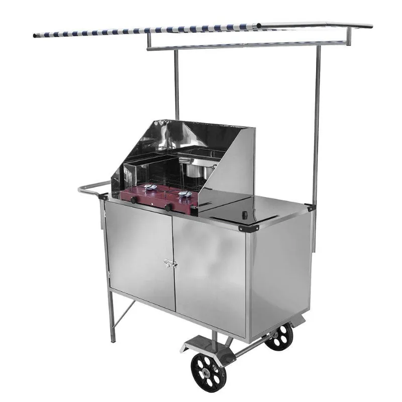 Carrinho De Tapioca Cefaz Luxo Inox Rodas Maciças E Toldo L13m/t