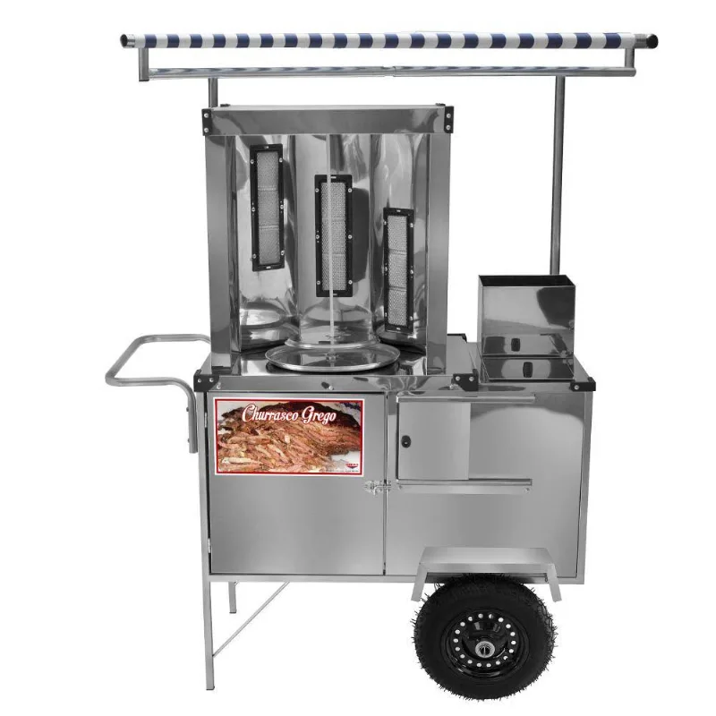 Carrinho De Churrasco Grego Cefaz Inox Rodas Pneumáticas E Toldo L20p/t