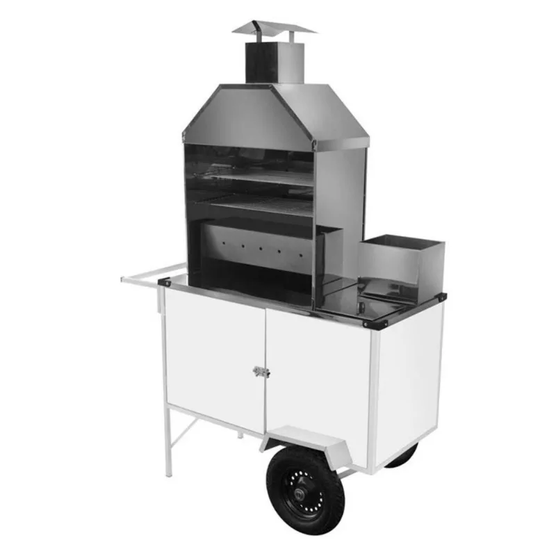 Carrinho de Churrasco Cefaz Luxo Branco Rodas Pneumáticas BL04P