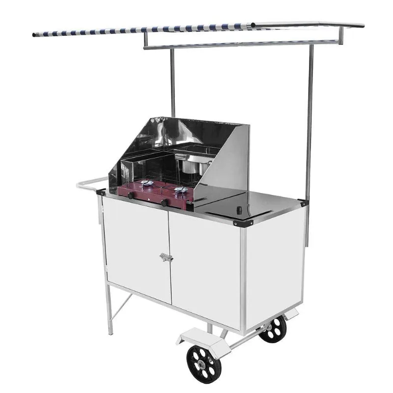 Carrinho De Tapioca Cefaz Luxo Branco Rodas Maciças E Toldo Bl13m/t