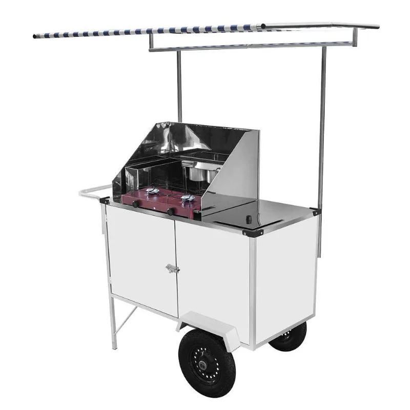 Carrinho De Tapioca Cefaz Luxo Branco Rodas Pneumáticas E Toldo Bl14p/t