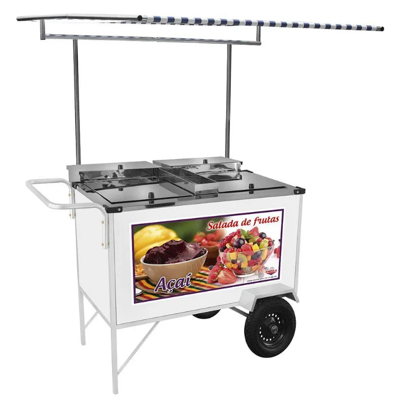 Carrinho 2 Em 1 Cefaz Salada De Frutas E Açaí Luxo Branco Rodas Pneumáticas E Toldo Bl18p/t