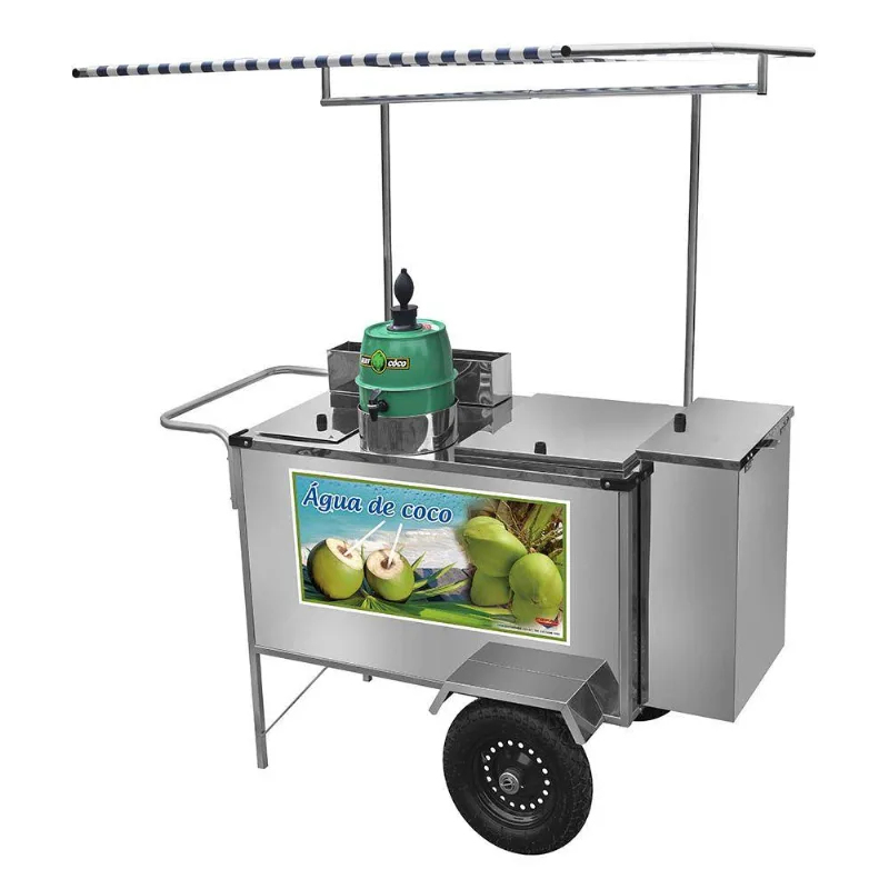 Carrinho De Água De Coco Cefaz Inox Rodas Pneumáticas E Toldo L22p/t