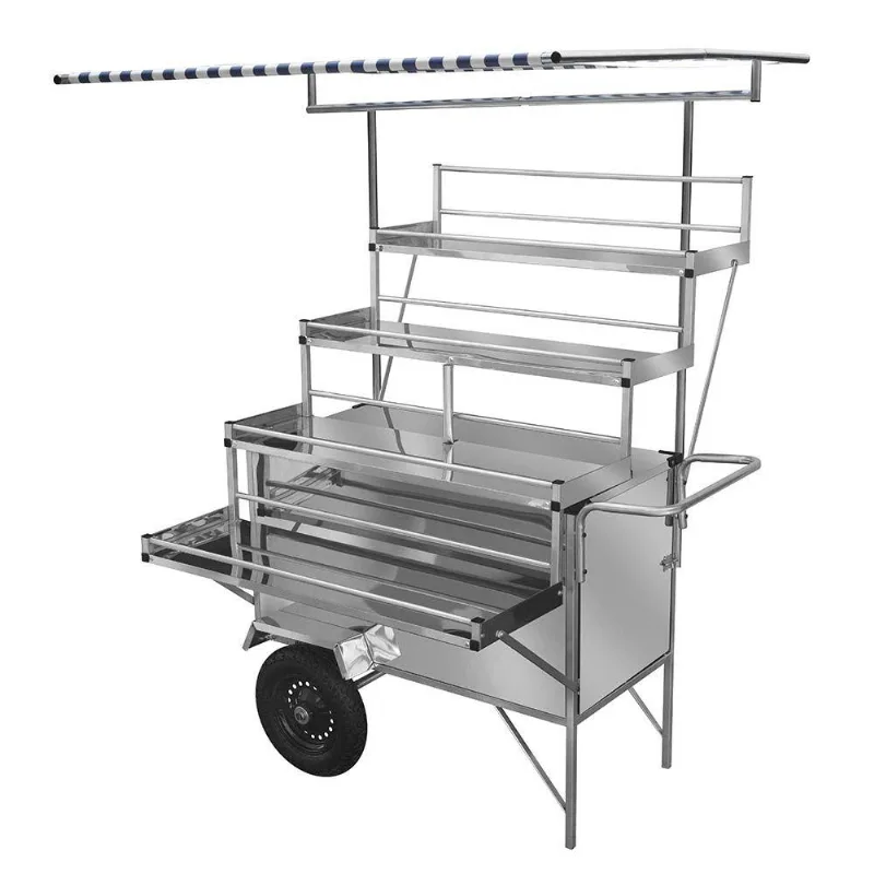 Carrinho Expositor Cefaz Inox Rodas Pneumáticas E Toldo Lex26p/t