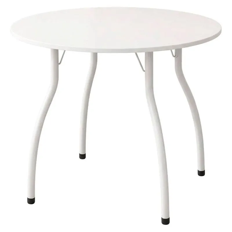 Mesa Fil Móveis Pés Palito Torto Pintura Epóxi Branca Tampo BP Redondo 90 18 (MP)