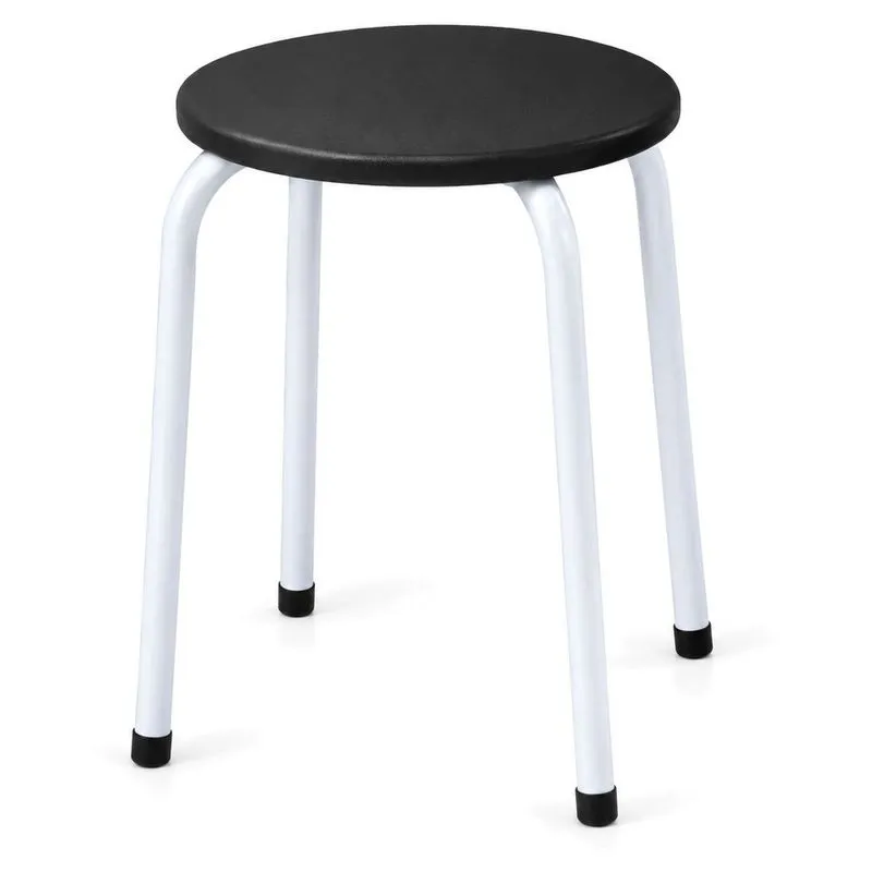 Banqueta Fil Móveis Branca Assento Corino Preto 010002 (MP)
