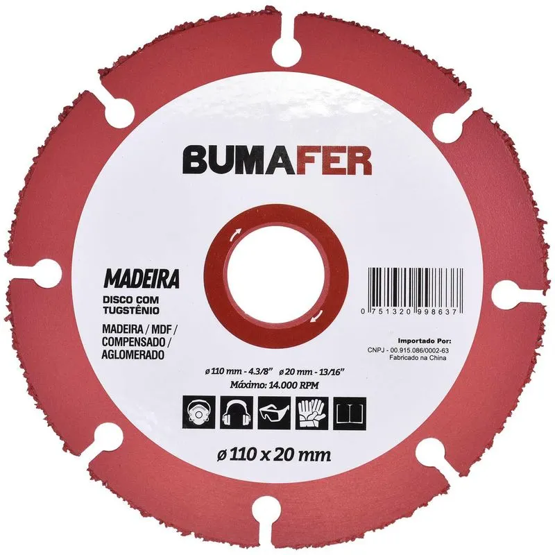 Disco de Serra Para Madeira 4.3/8" x 20 mm Bumafer