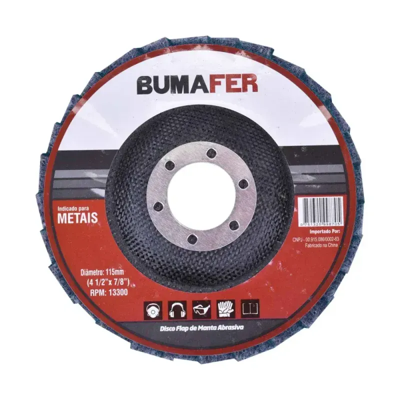 Disco Flap de Manta Abrasiva 115mm Bumafer Disco Flap de Manta Abrasiva 115mm Fino Bumafer