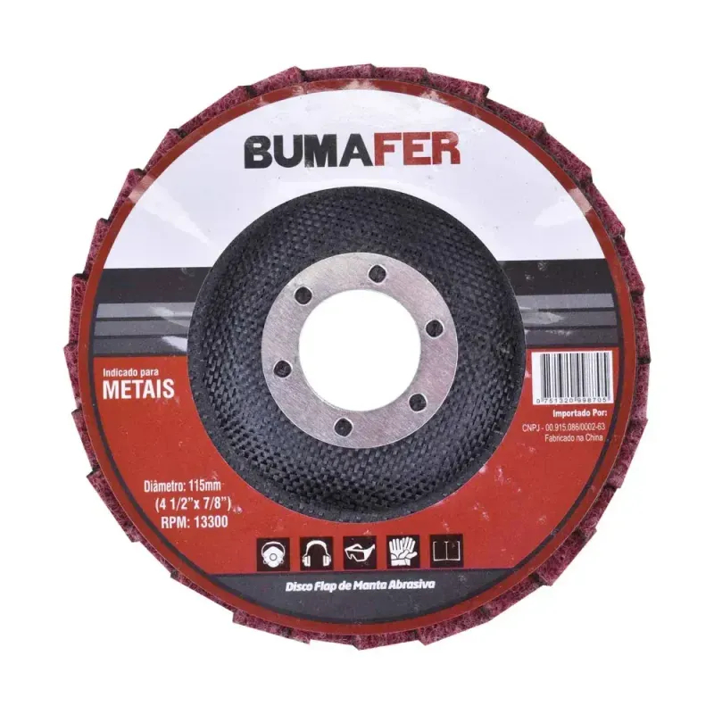 Disco Flap de Manta Abrasiva 115mm Bumafer Disco Flap de Manta Abrasiva 115mm Médio Bumafer