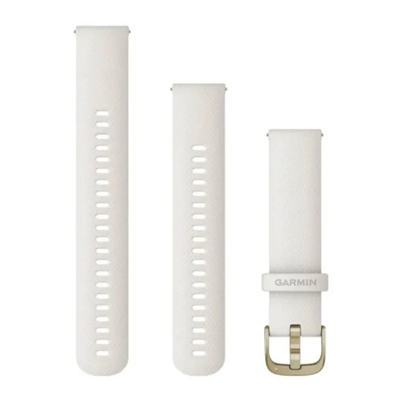 Pulseira Garmin Quick Release 20 mm Marfim e Dourado Approach S12/S40/S42/S44/S50/D2 Air/D2 Air X10/FR 55/165/245/570/645/Venu/Venu 2 Plus/Venu Sq/Sq2/vívoactive 3/vívoactive 5/vívoactive 6