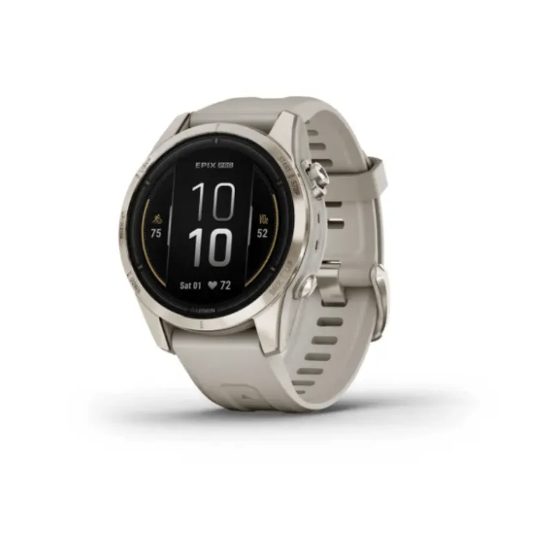Relógio Garmin epix Gen 2 Pro com Monitor Cardíaco de Pulso e GPS Relógio Garmin Epix Pro Gen 2 42mm Safira Dourado com pulseira Cinza SA