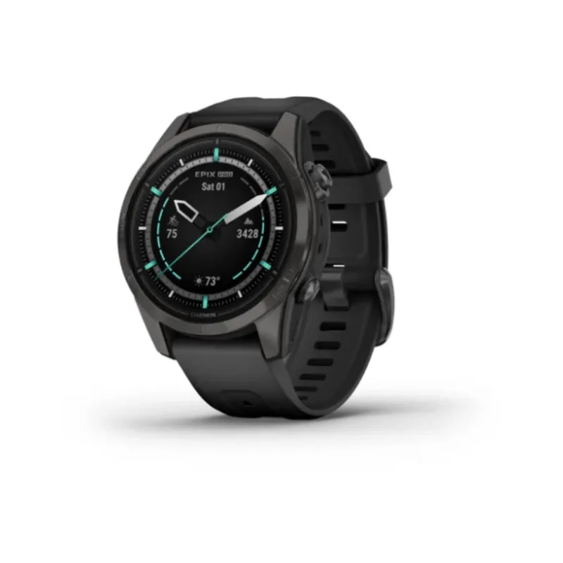 Relógio Garmin epix Gen 2 Pro com Monitor Cardíaco de Pulso e GPS Relógio Garmin Epix Pro Gen 2 42mm Safira Cinza Carbono DLC Titânio com pulseira Preta SA