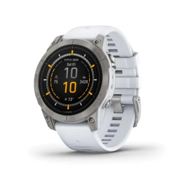 Relógio Garmin epix Gen 2 Pro com Monitor Cardíaco de Pulso e GPS Relógio Garmin Epix Pro Gen 2 47mm Safira Titânio com pulseira Branca SA