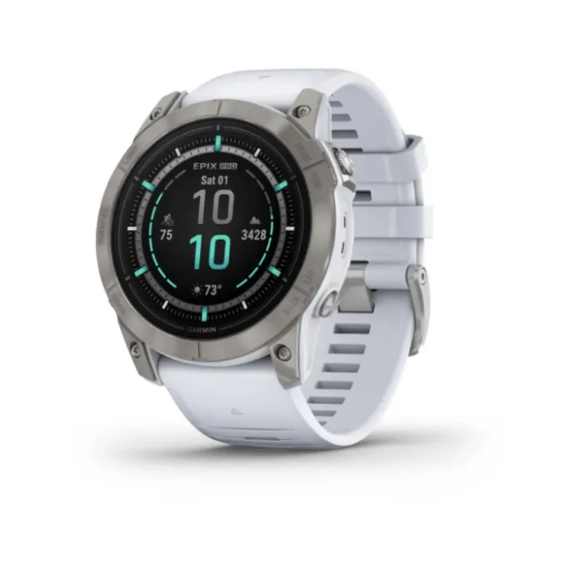 Relógio Garmin epix Gen 2 Pro com Monitor Cardíaco de Pulso e GPS Relógio Garmin Epix Pro Gen 2 51mm Safira Titânio com pulseira Branca SA