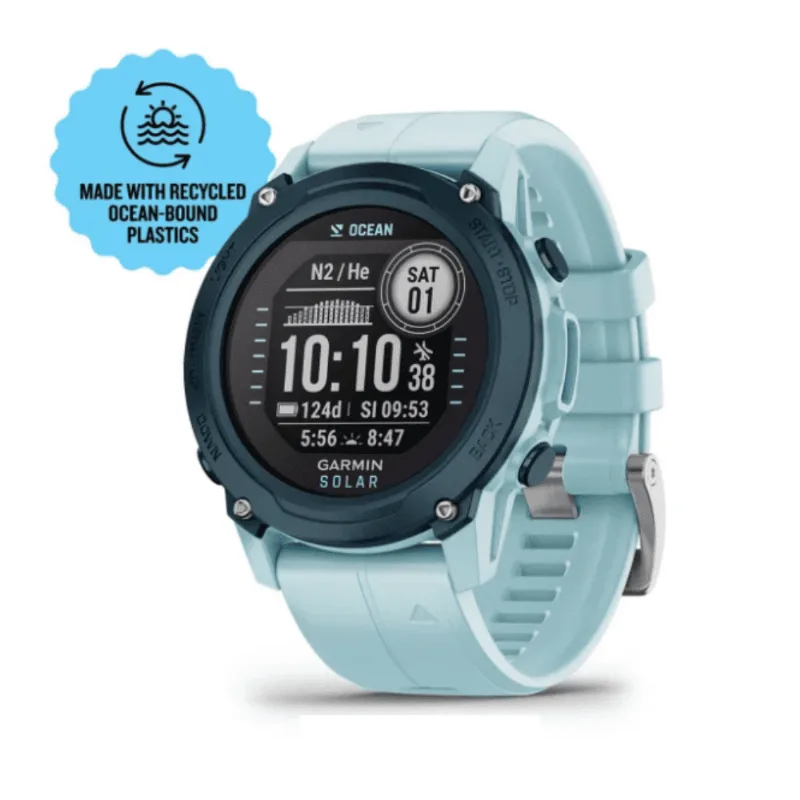 Relógio Garmin Descent G1 Solar (2023) Azul (edição Oceano) com Monitor Cardíaco de Pulso e GPS
