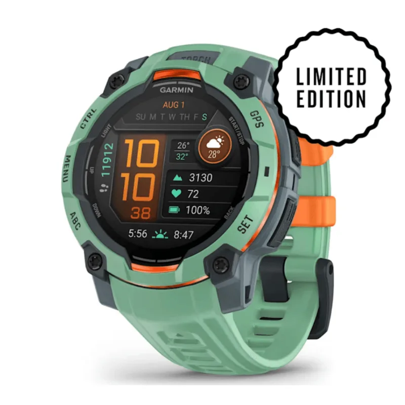 Relógio Garmin Instinct 3 com Monitor Cardíaco de Pulso e GPS Relógio Garmin Instinct 3 Amoled 45 mm, Neo Tropical com pulseira de silicone Neo Tropical