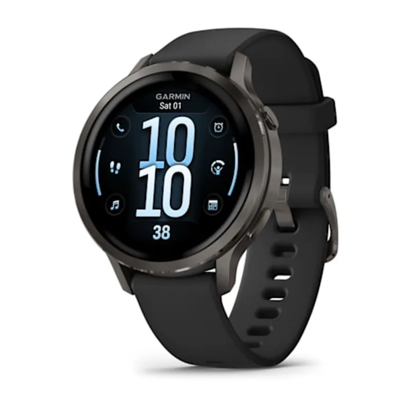 Relógio Garmin Venu 4 Ardósia com pulseira de silicone preta