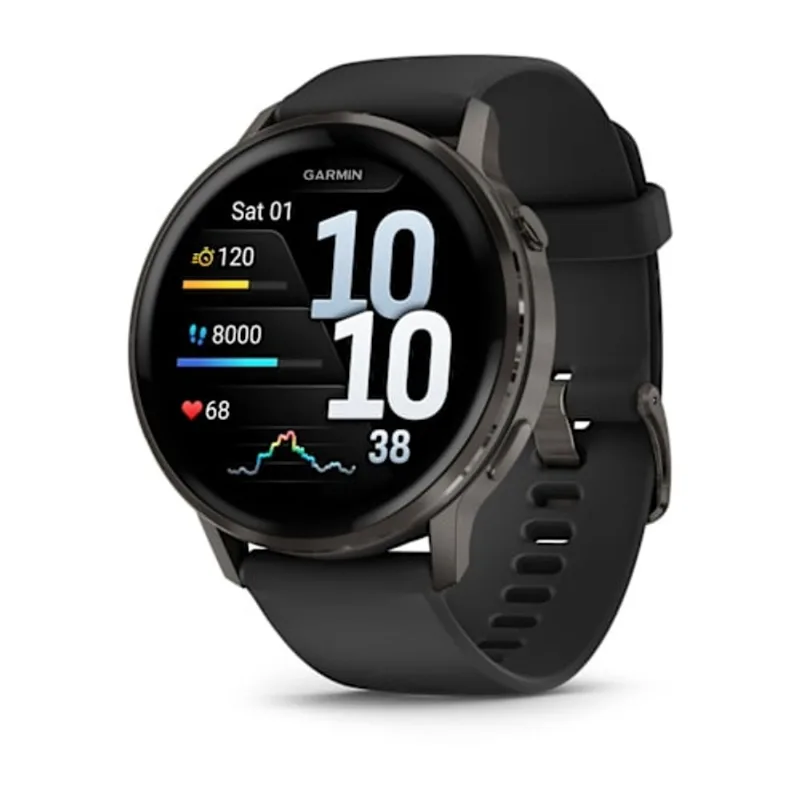 Relógio Garmin Venu 4 Ardósia com pulseira de silicone preta