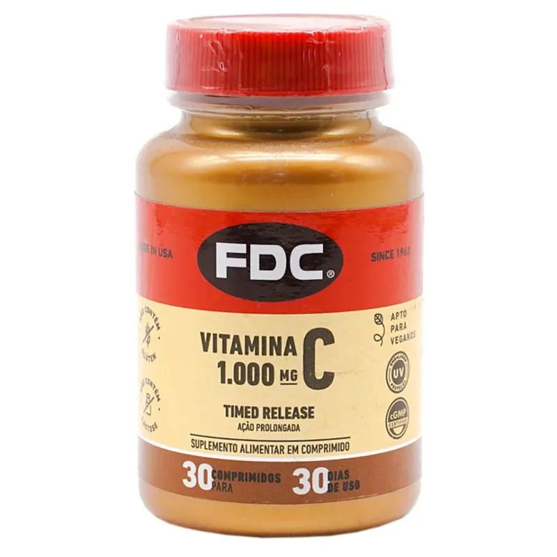 Suplemento Alimentar em Comprimidos FDC – Vitamina C 1000 mg Time Released 30 Caps