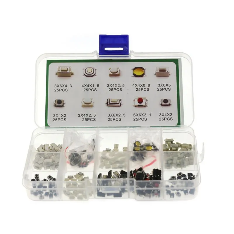 250pcs 10 Tipos Interruptor De Botão Tátil Carro R-emote