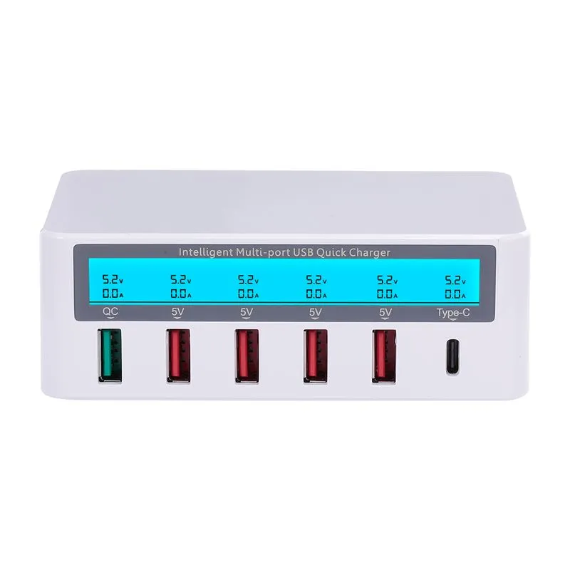 Estação De Carregamento Inteligente Com Doca De Carregamento Usb Lcd De 6 Portas