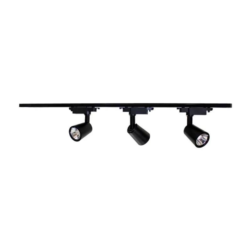 Kit De 1 Trilho Eletrificado 1m + 3 Spots Led 12w Preto Luz Branco Frio St758