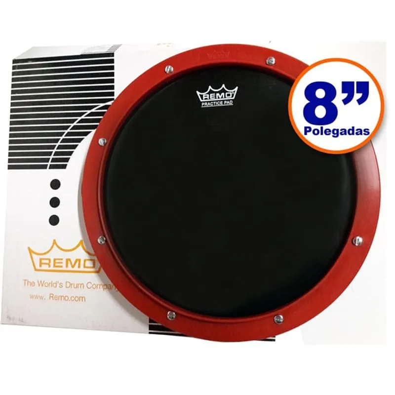 Pad de Estudo de 8'' Remo Pratice Pad para Treino com Pele Ambassador Ebony