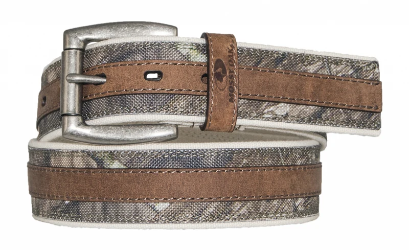 Mossy Oak Heavy Canvas & Leather Belt Camouflage/Brown / 40