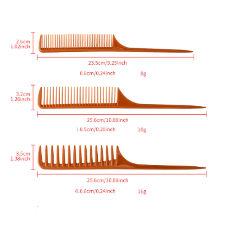 Conjunto De 3 Peças Ponta Cauda Pente Cabeleireiro Big Tooth Plate H