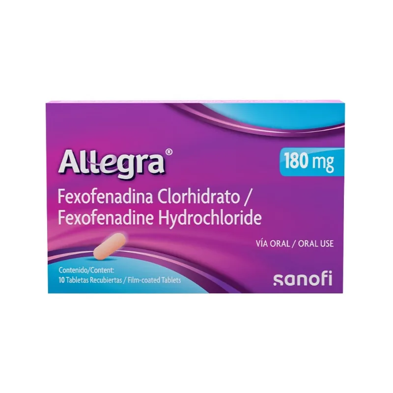 Allegra 180 Mg 10 Tabletas Recubiertas
