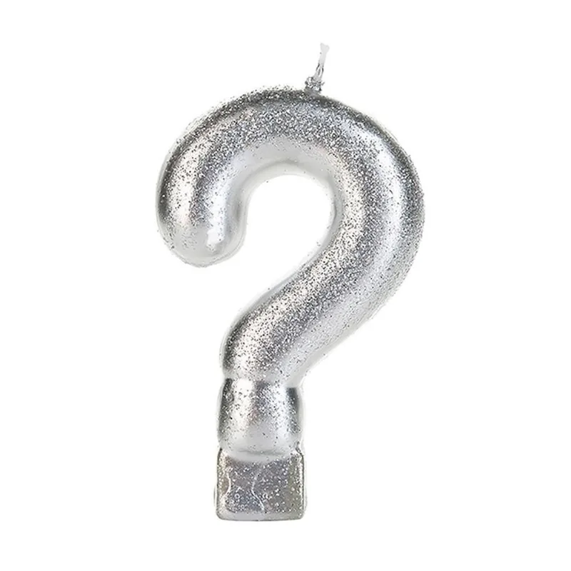 Vela Metalizada com Glitter Interrogação SilverFestas