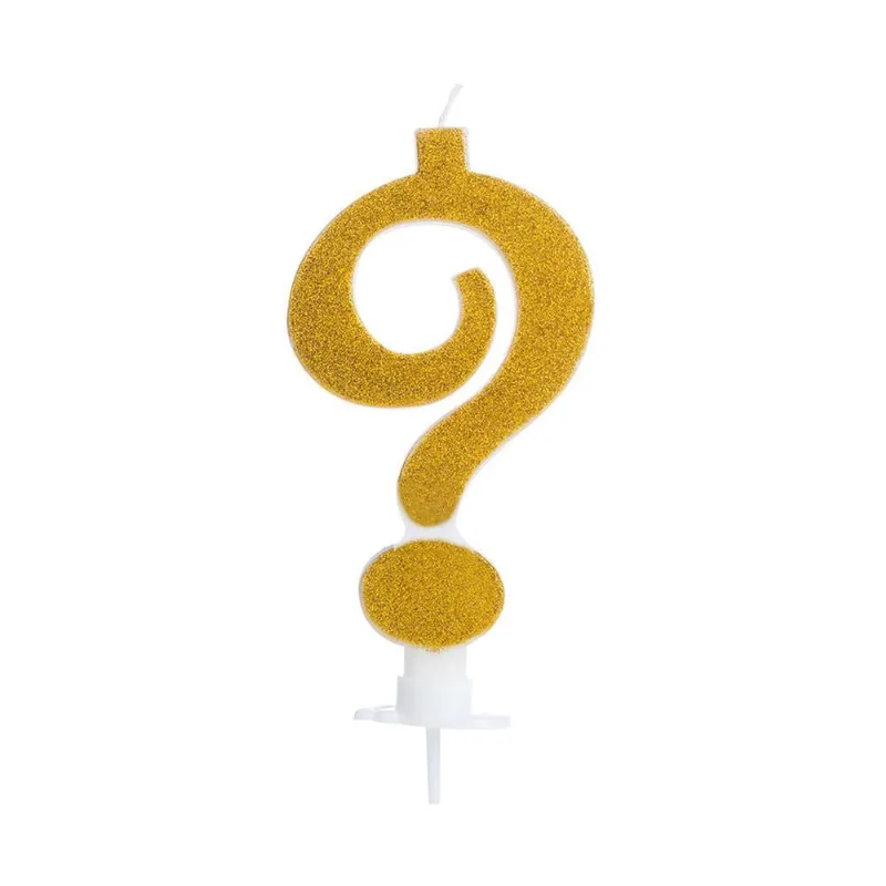 Vela Grande Glitter Interrogação Para Decorar E Iluminar Seu Bolo Com 10Cm Silver Festas