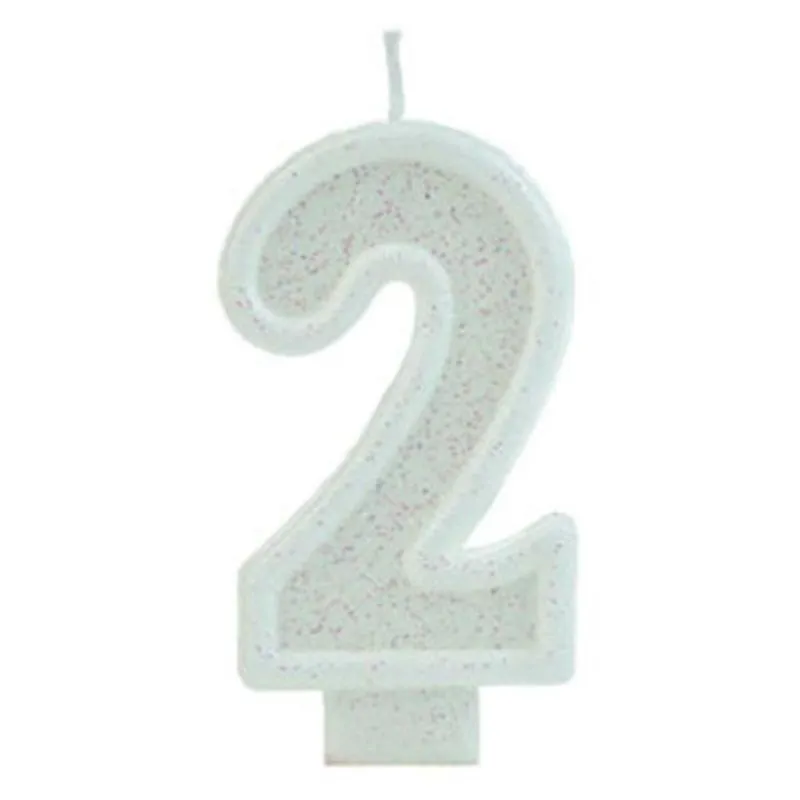 Vela Glitter Basic Branca Número 2