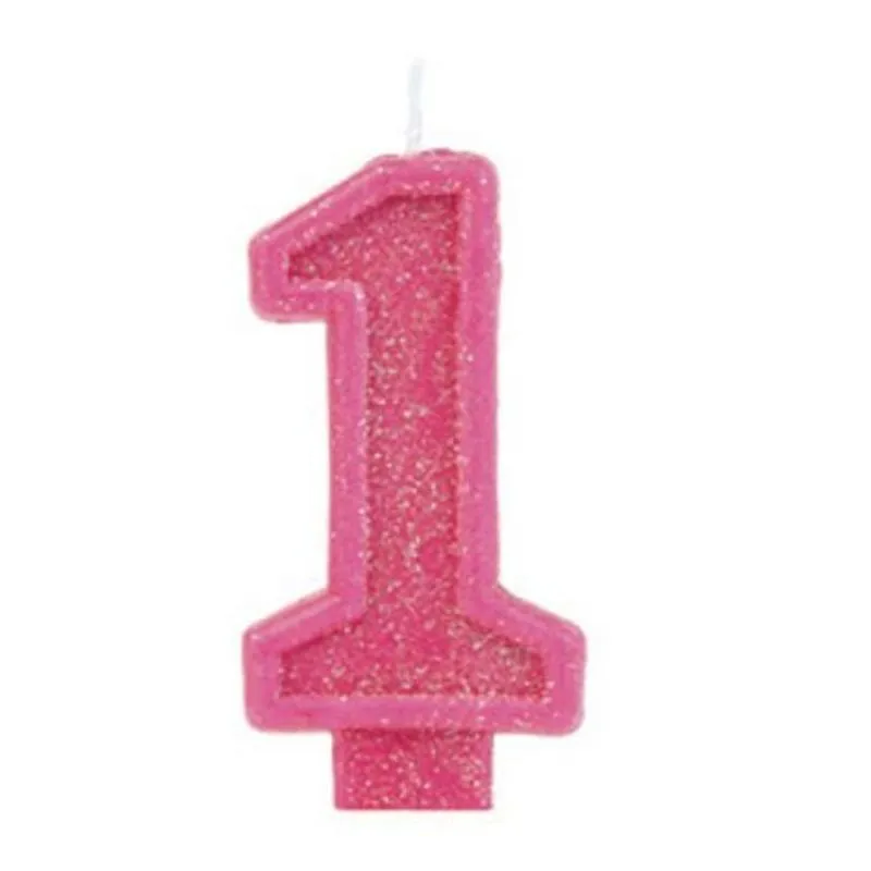 Vela Glitter Basic Rosa Número 1