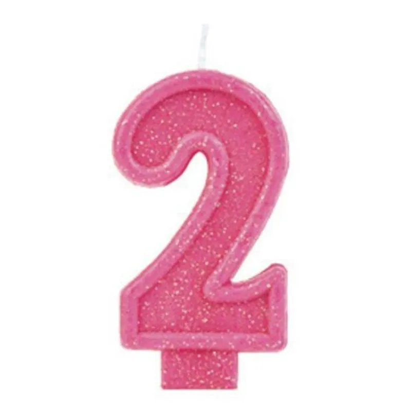 Vela Glitter Basic Rosa Número 2
