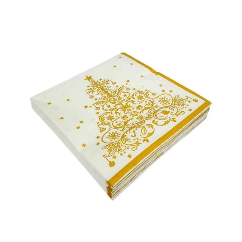 Guardanapo de Papel Folha Tripla Árvore Ouro 33x33cm Silver Festas