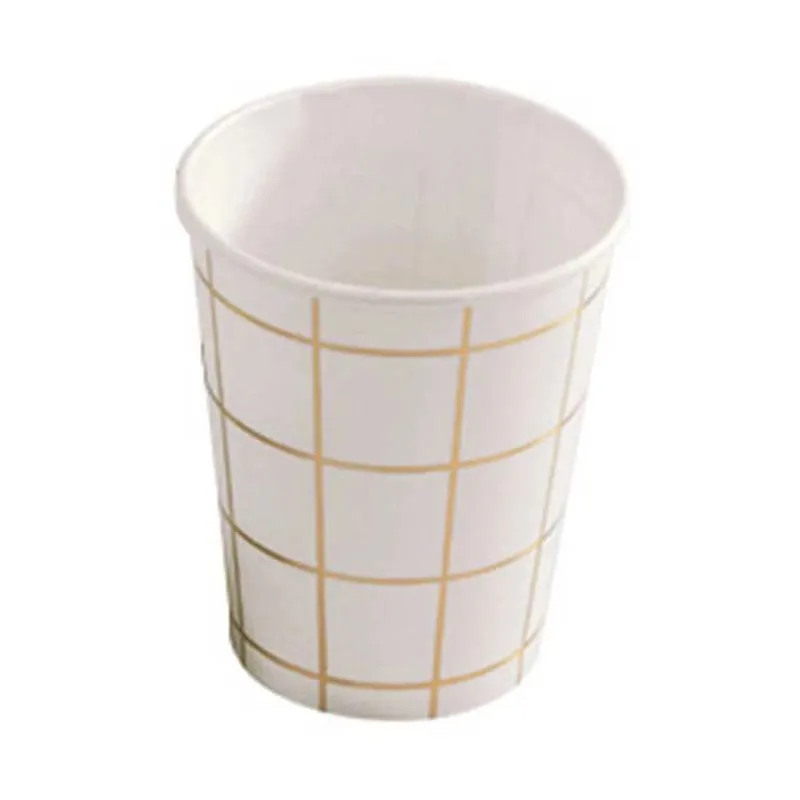 Copo de Papel Silver Plastic Xadrez Ouro