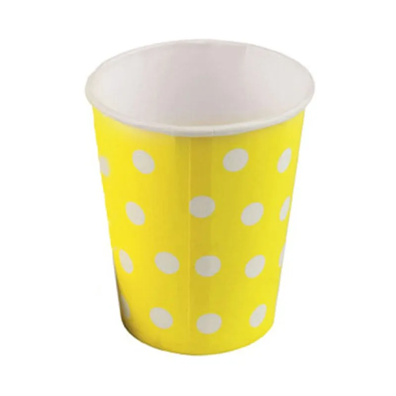 Copo Papel Silver Poa Amarelo com 10 Unidades