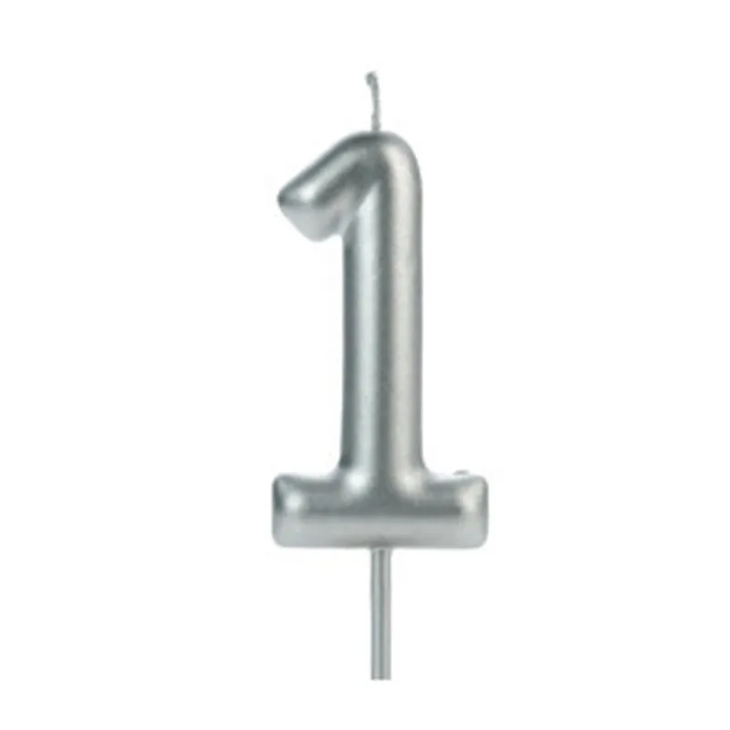 Vela de Aniversário Big Silver Número 1 Prata