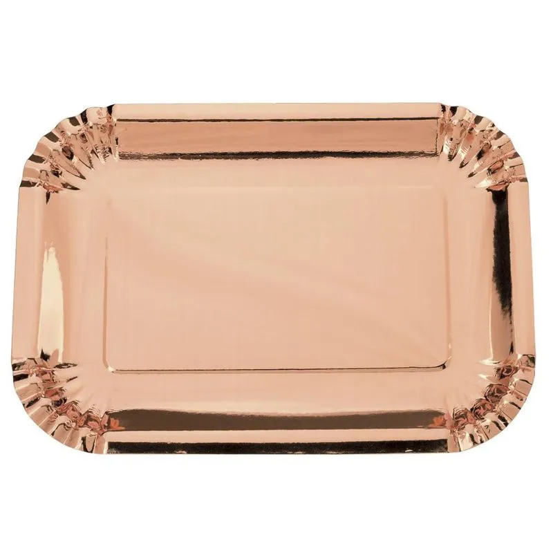 Bandeja Retangular 18,5x26,5cm rose gold 5 unidades - SilverFestas