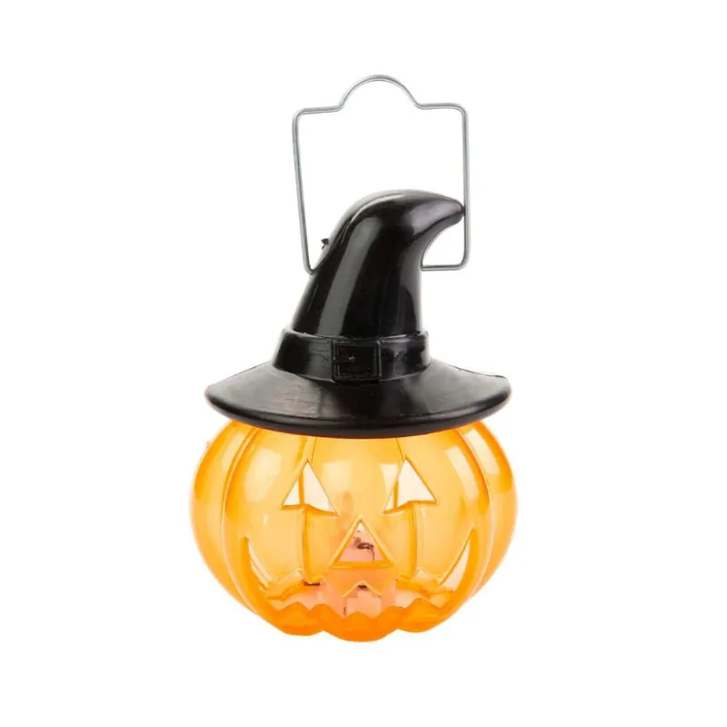 Luminária Halloween Mini Abóbora Com Chapéu De Bruxa 9Cm