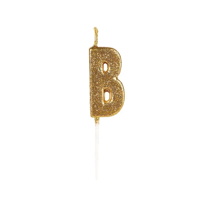 Vela Silver Glitter Dourada Letra B