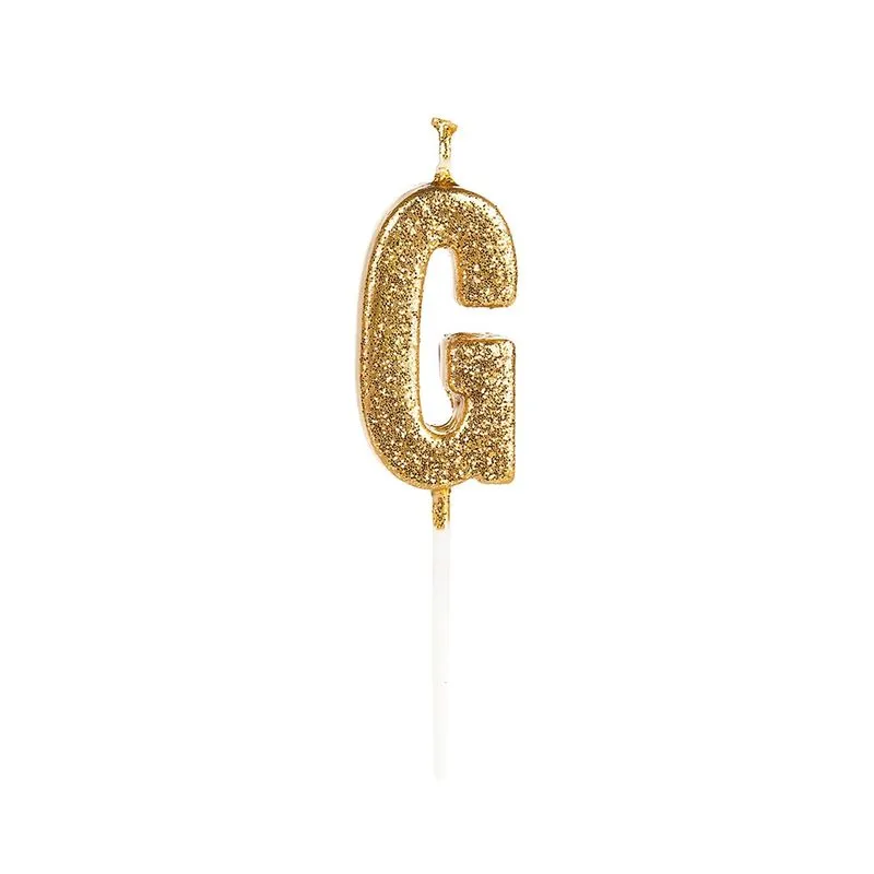 Vela Silver Glitter Dourada Letra G